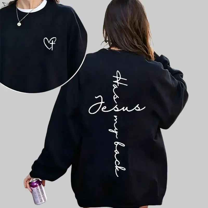 Jesus Has My Back Sweatshirt Lightweight Breathable Fabric