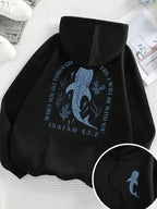 When You Go Through Waters I Will Be With You Double Print Hoodie, 270G Brushed Fleece Whale Shark Isaiah 43:2 Ocean Christian Hooded Sweatshirt, Religious Nature Aesthetic Casual Pullover For Men Women