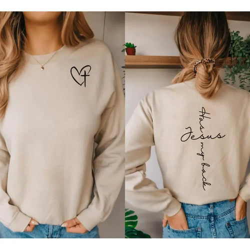 Jesus Has My Back Sweatshirt Lightweight Breathable Fabric